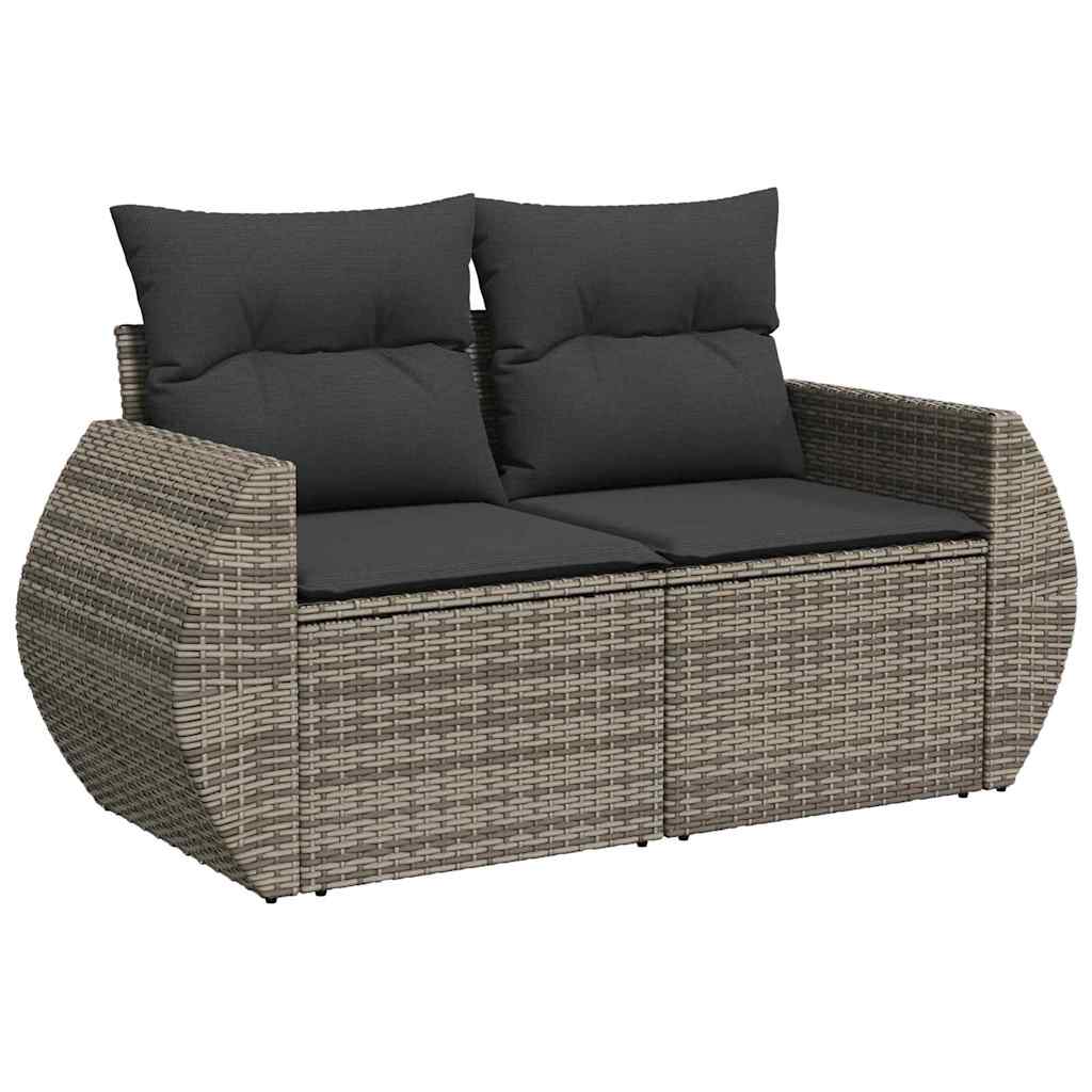 Gartensofa-set 9 pcs Grau Poly-Rattan