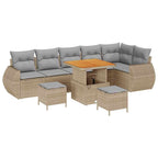 Gartensofa-set 9 pcs Beige Poly-Rattan