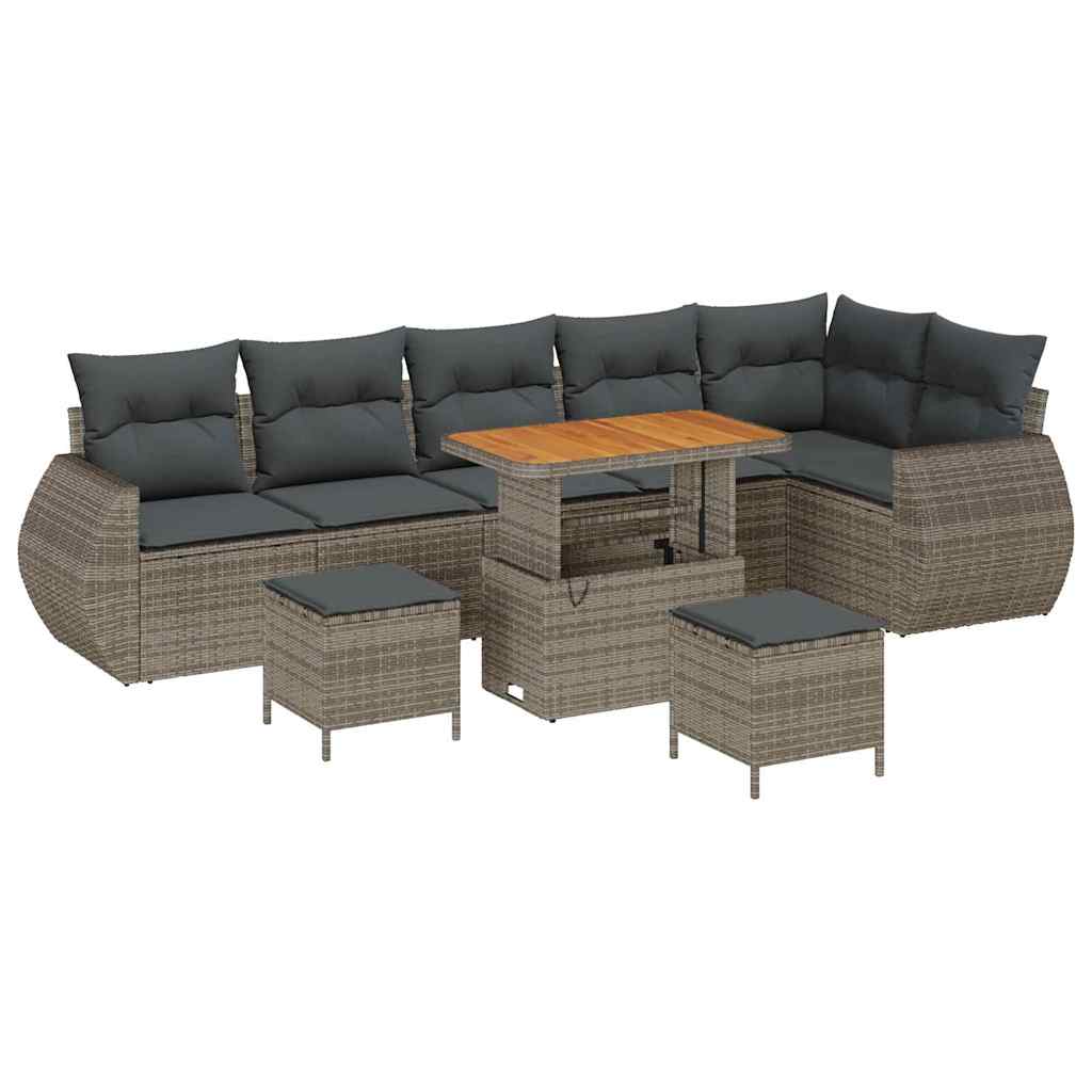 Gartensofa-set 9 pcs Grau Poly-Rattan