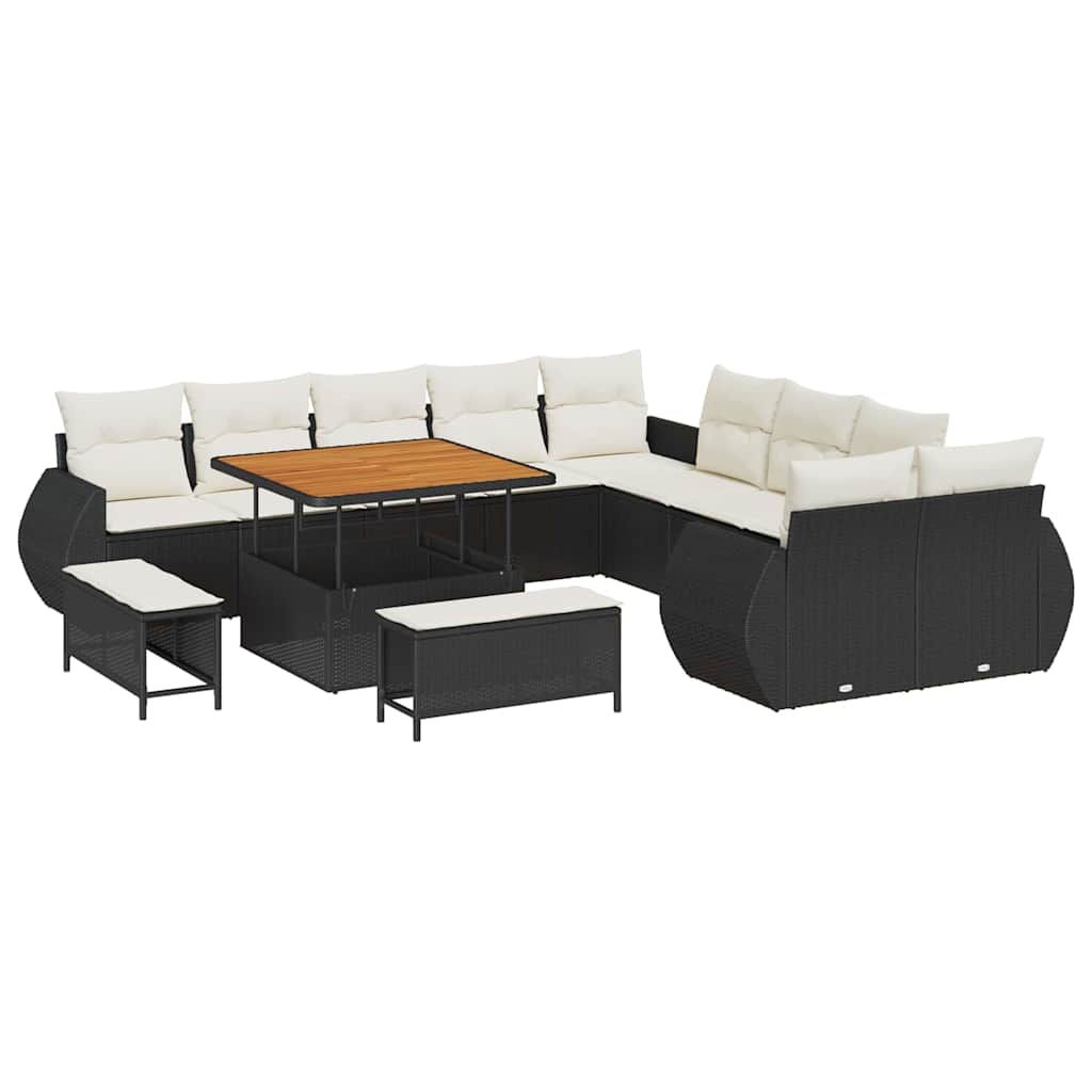 Gartensofa-set 13 pcs Schwarz Poly-Rattan