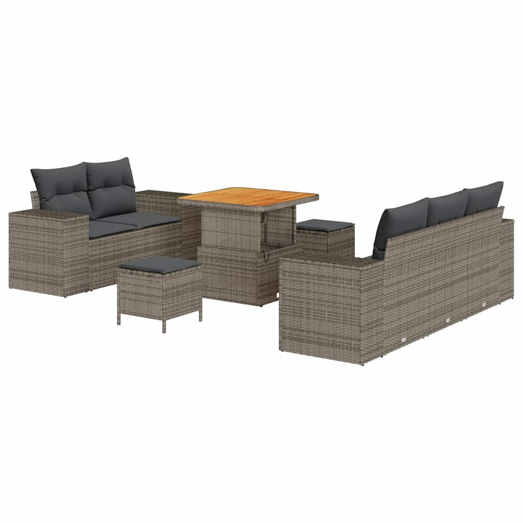Gartensofa-set 8 pcs Grau Poly-Rattan