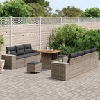 Garten-Sofa-Set 10 pcs Grau Poly-Rattan