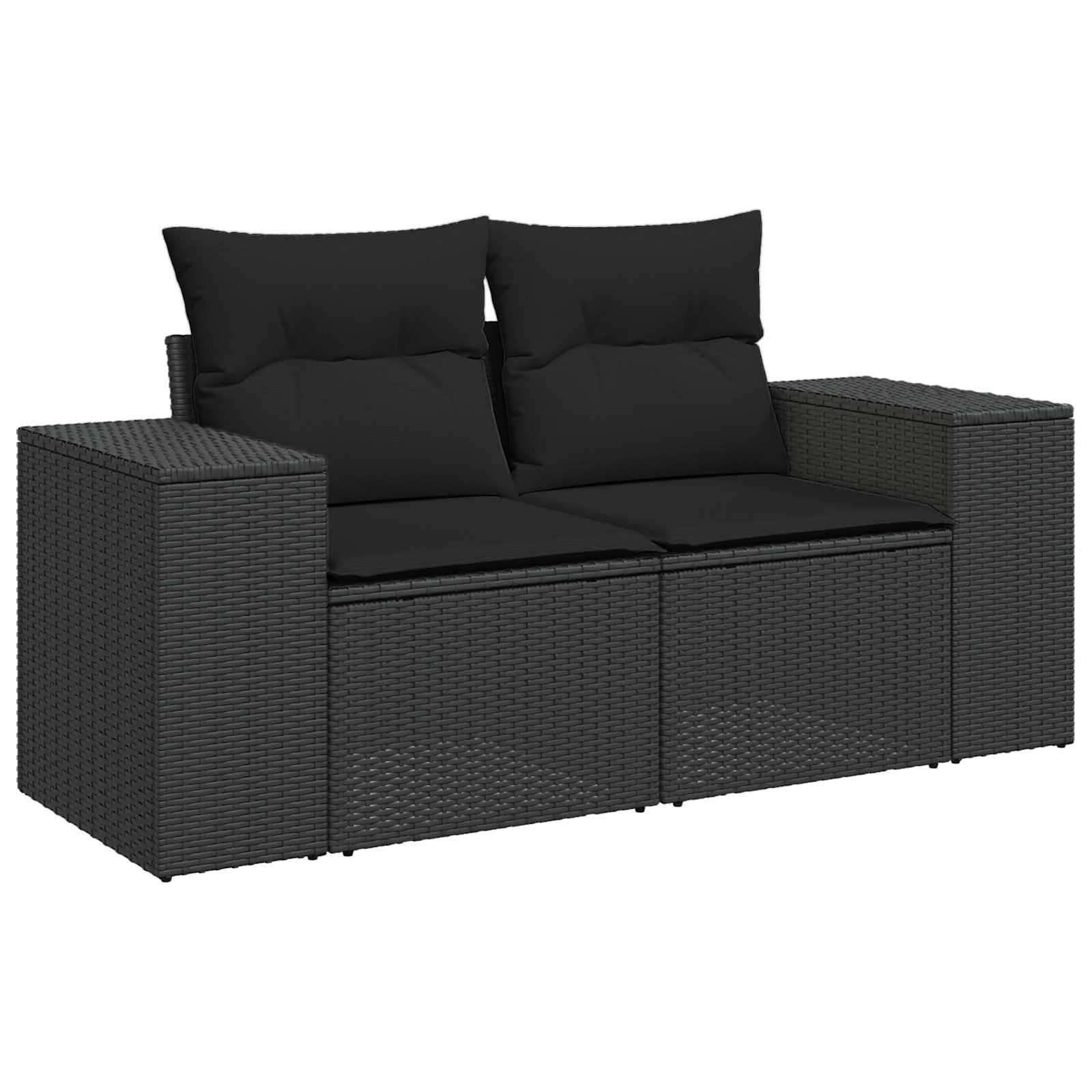 Gartensofa-set mit Kissen 11 pcs Schwarz Poly-Rattan