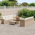 Gartensofa-set mit Kissen 11 pcs Beige Poly-Rattan