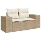 Gartensofa-set mit Kissen 11 pcs Beige Poly-Rattan