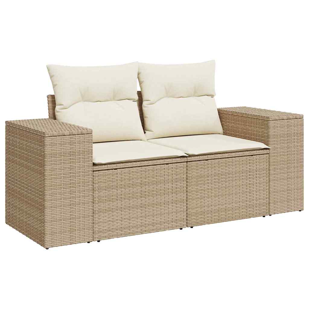 Gartensofa-set mit Kissen 11 pcs Beige Poly-Rattan