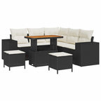 Gartensofa-set mit Kissen 8 pcs Schwarz Poly-Rattan