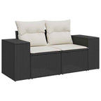 Gartensofa-set mit Kissen 8 pcs Schwarz Poly-Rattan