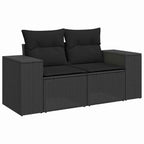 Gartensofa-set mit Kissen 9 pcs Schwarz Poly-Rattan