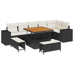 Gartensofa-set mit Kissen 9 pcs Schwarz Poly-Rattan