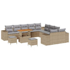 Gartensofa-set mit Kissen 13 pcs Beige Poly-Rattan