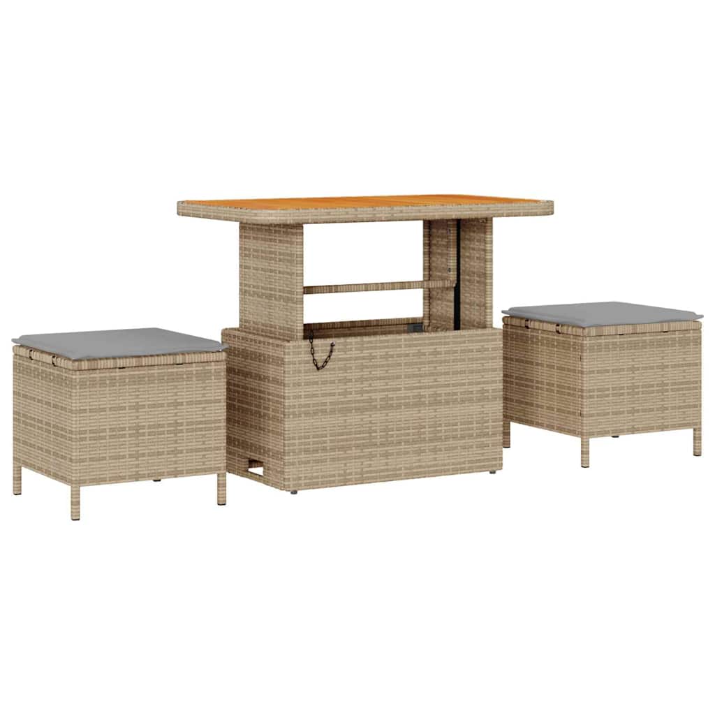 Gartensofa-set mit Kissen 13 pcs Beige Poly-Rattan
