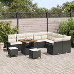 Gartensofa-set mit Kissen 12 pcs Schwarz Poly-Rattan