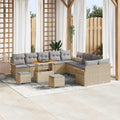 Gartensofa-set mit Kissen 13 pcs Beige Poly-Rattan