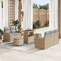 Gartensofa-set mit Kissen 8 pcs Beige Poly-Rattan