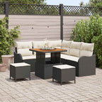 Gartensofa-set mit Kissen 8 pcs Schwarz Poly-Rattan