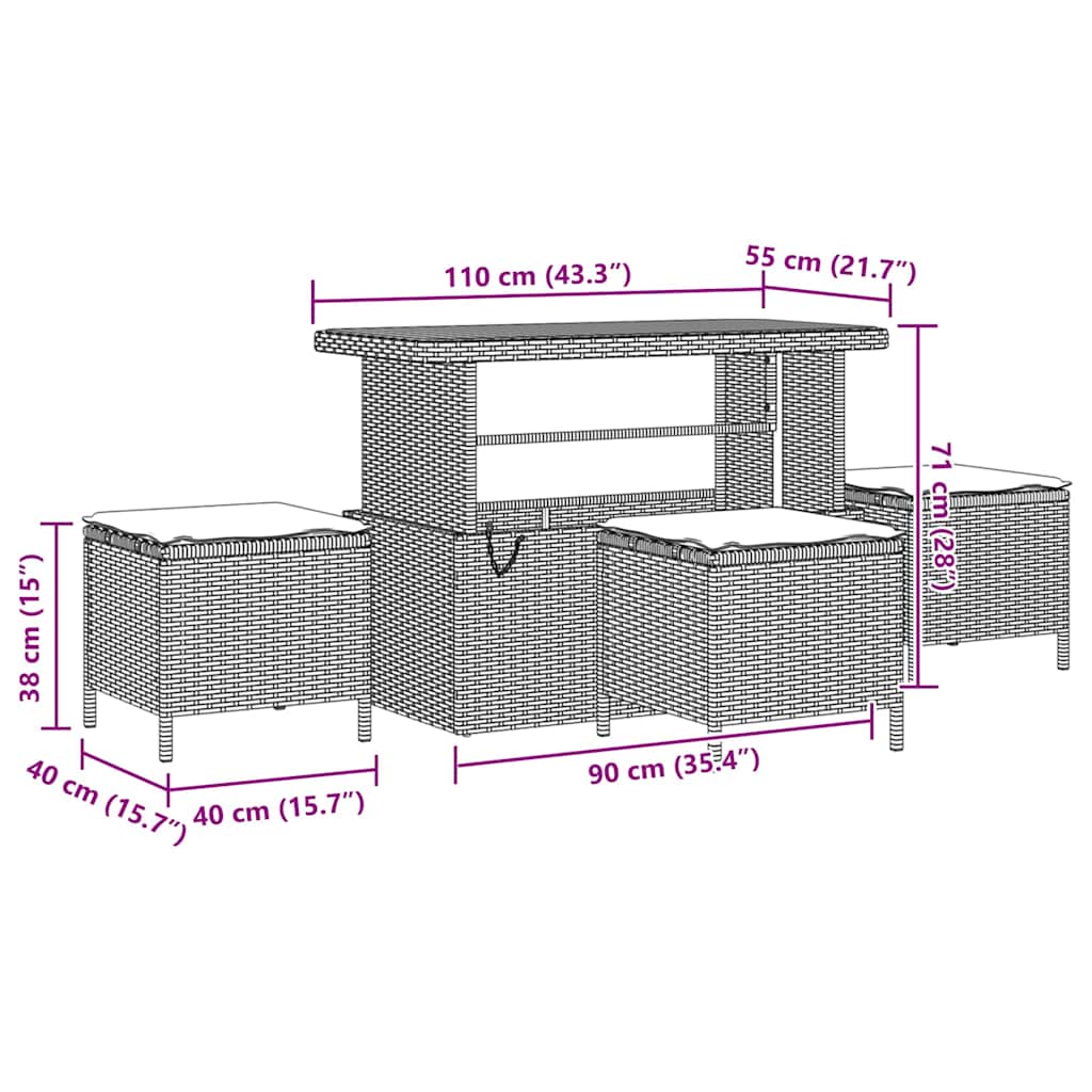 Gartensofa-set mit Kissen 9 pcs Schwarz Poly-Rattan