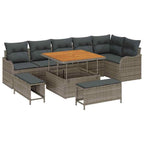 Gartensofa-set mit Kissen 9 pcs Grau Poly-Rattan