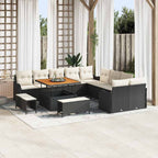 Garten-Sofa-Set mit Kissen 13 pcs Schwarz Poly-Rattan