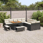 Garten-Sofa-Set mit Kissen 13 pcs Schwarz Poly-Rattan