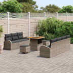 Gartensofa-set mit Kissen 10 pcs Grau Poly-Rattan