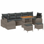 Gartensofa-set mit Kissen 10 pcs Grau Poly-Rattan