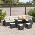 Gartensofa-set mit Kissen 10 pcs Schwarz Poly-Rattan