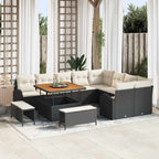 Gartensofa-set mit Kissen 12 pcs Schwarz Poly-Rattan
