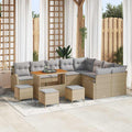 Gartensofa-set mit Kissen 13 pcs Beige Poly-Rattan
