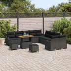 Gartensofa-set mit Kissen 13 pcs Schwarz Poly-Rattan