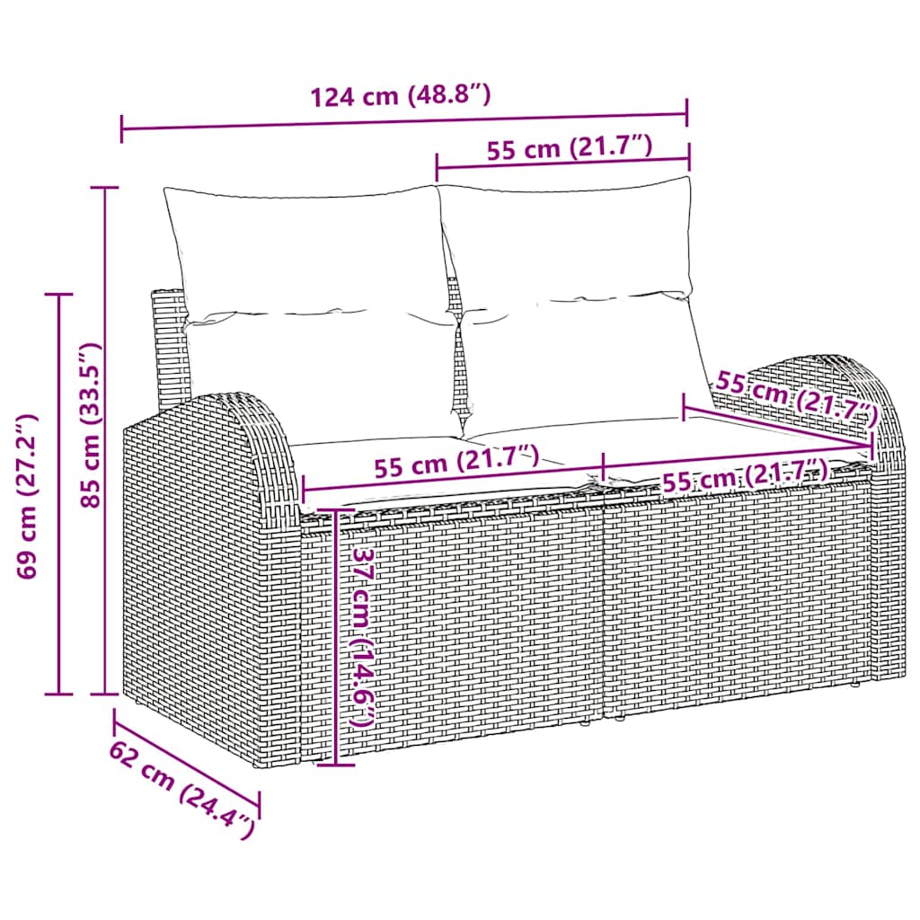 Gartensofa-set mit Kissen 13 pcs Schwarz Poly-Rattan