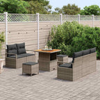 Gartensofa-set mit Kissen 8 pcs Grau Poly-Rattan