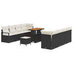 Gartensofa-set mit Kissen 11 pcs Schwarz Poly-Rattan