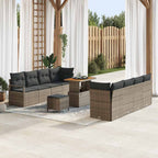 Gartensofa-set mit Kissen 11 pcs Grau Poly-Rattan