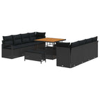 Gartensofa-set mit Kissen 11 pcs Schwarz Poly-Rattan