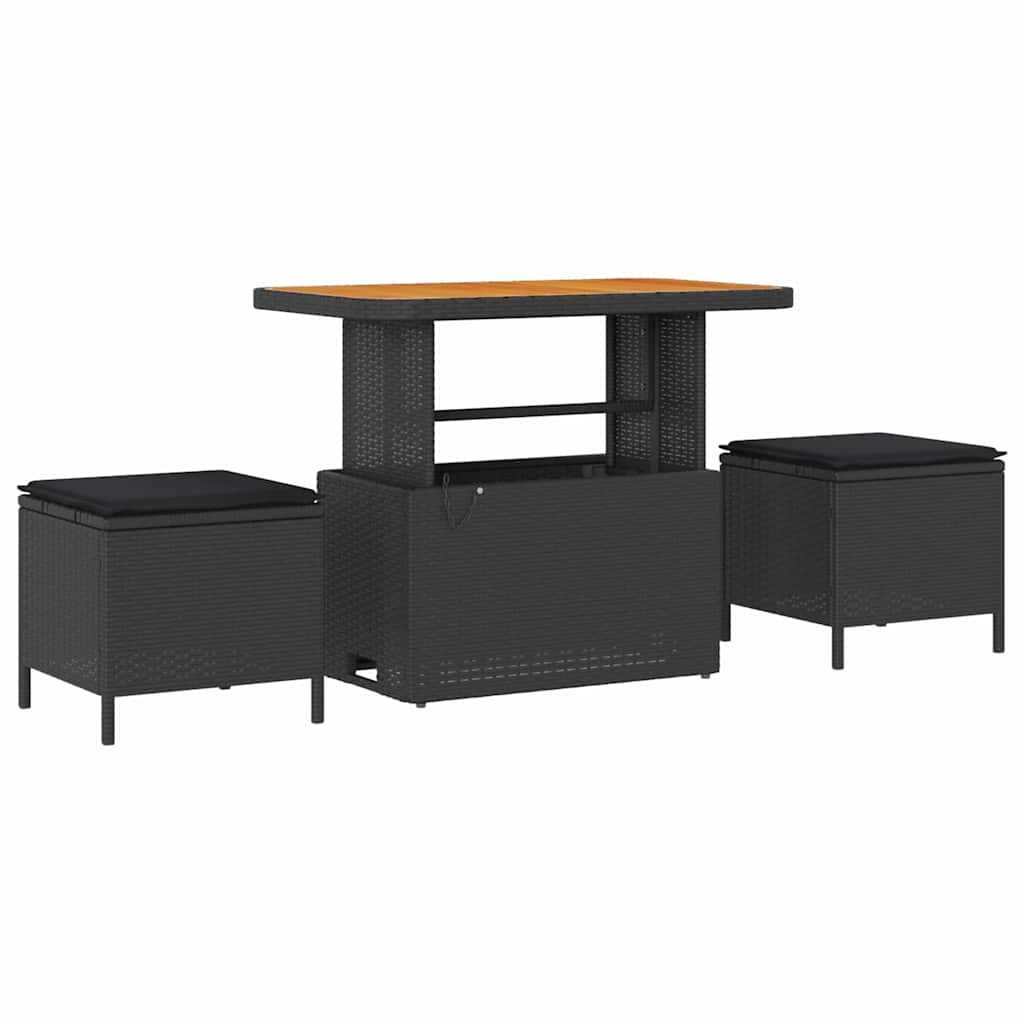 Garten-Sofa-Set mit Kissen 9 pcs Schwarz Poly Rattan
