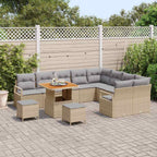 Gartensofa-set mit Kissen 12 pcs Beige Poly-Rattan