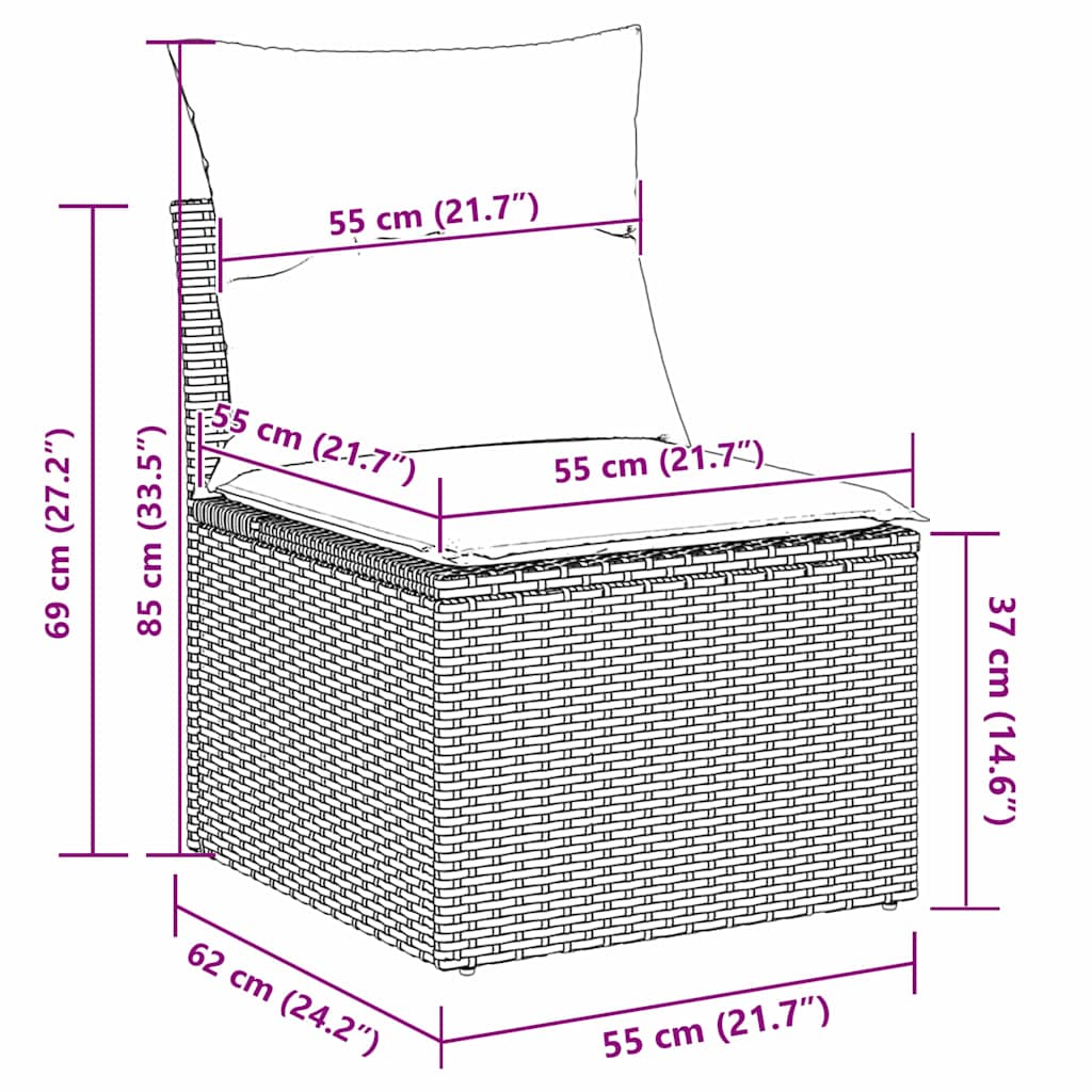 Gartensofa-set mit Kissen 12 pcs Beige Poly-Rattan