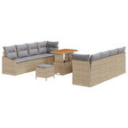 Gartensofa-set mit Kissen 11 pcs Beige Poly-Rattan