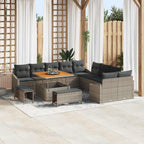 Gartensofa-set mit Kissen 13 pcs Grau Poly-Rattan