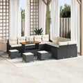Gartensofa-set mit Kissen 14 pcs Schwarz Poly-Rattan