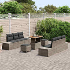 Gartensofa-set mit Kissen 9 pcs Grau Poly-Rattan