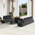 Gartensofa-set mit Kissen 10 pcs Schwarz Poly-Rattan