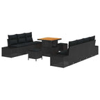 Gartensofa-set mit Kissen 10 pcs Schwarz Poly-Rattan