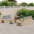 Gartensofa-set mit Kissen 10 pcs Beige Poly-Rattan