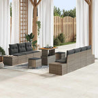Gartensofa-set mit Kissen 10 pcs Grau Poly-Rattan