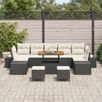 Gartensofa-set mit Kissen 10 pcs Schwarz Poly-Rattan