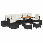 Gartensofa-set mit Kissen 10 pcs Schwarz Poly-Rattan