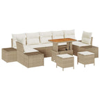 Gartensofa-set mit Kissen 10 pcs Beige Poly-Rattan