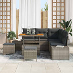 Gartensofa-set mit Kissen 8 pcs Grau Poly-Rattan
